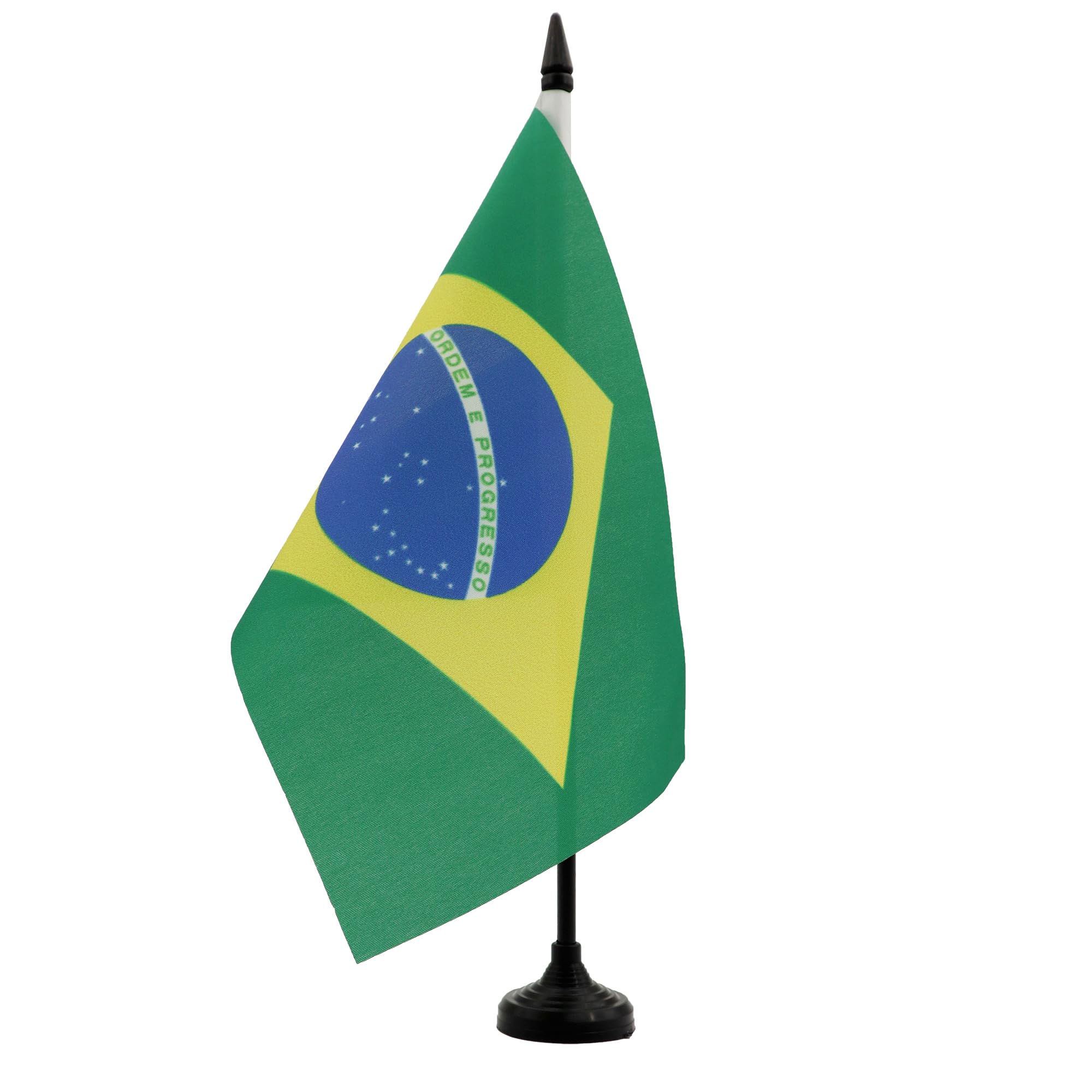 AZ FLAG Brazil Table Flag 5'' x 8'' - Brazilian Office Decoration 100% Polyester 21 x 14 cm - Mini Desk Flag with Pole and Black Plastic Base โ image 1