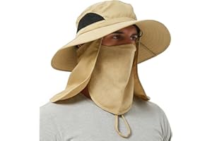 EINSKEY Sun Hat with Neck Flap, UV Protection Waterproof Safari Cap Wide Brim Bucket Hat for Fishing Gardening Hiking Hunting