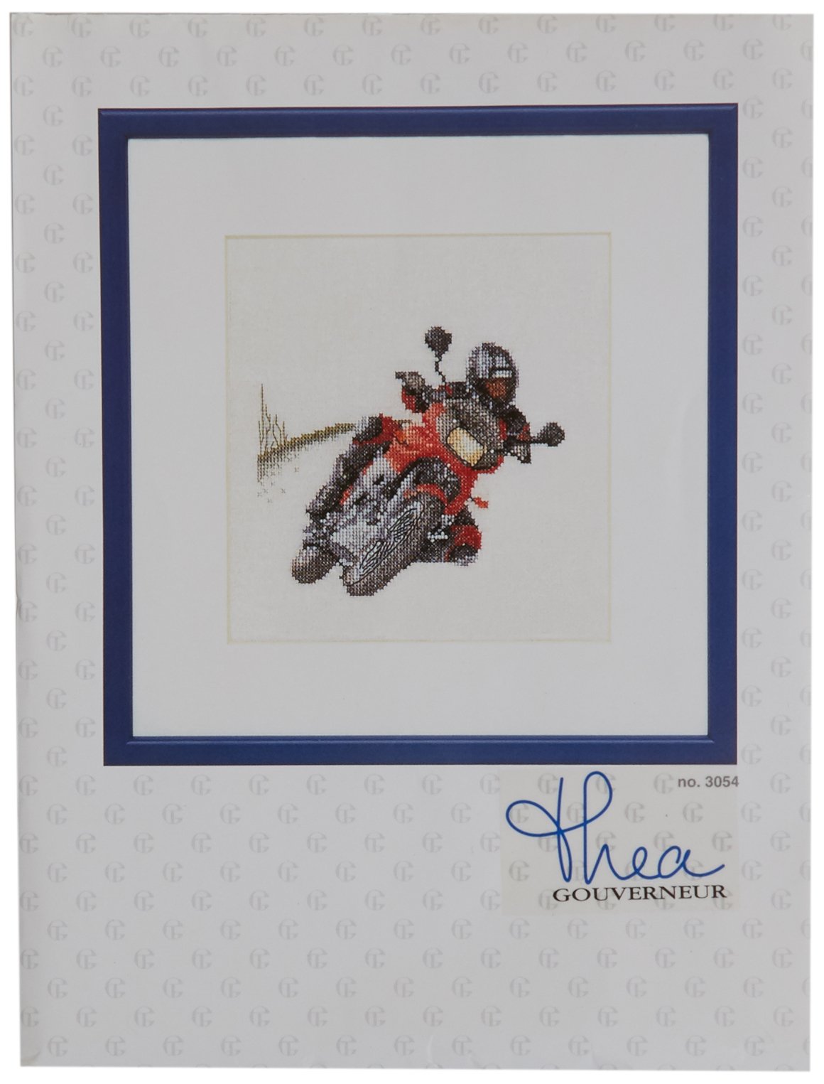 Thea Gouverneur Motorcyclist On Linen Cross Stitch Kit-6.25 x 6.75-inch 36 Count