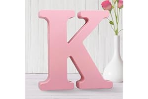 AOCEAN 6 Inch Pink Wood Letters Unfinished Wooden Letters for Wall MAGA Decorative Standing Letters Slices Sign Board for Crafts Christmas Decoration Home Party Projects (K)