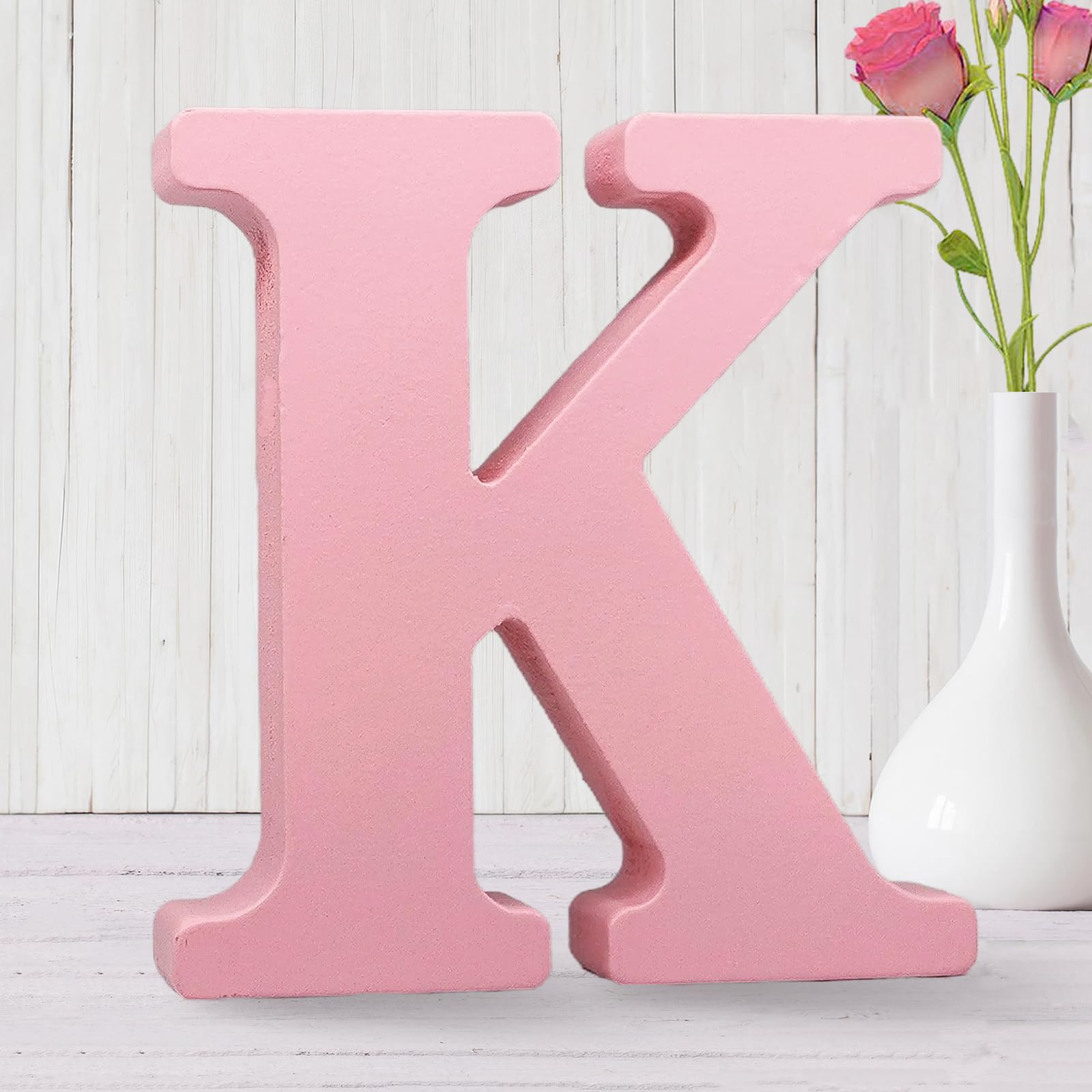 Photo 1 of AOCEAN 6 Inch Pink Wood Letters Unfinished Wooden Letters for Wall MAGA Decorative Standing Letters Slices Sign Board for Crafts Christmas Decoration Home Party Projects (K)