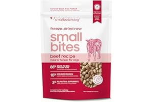 smallbatch Pets Freeze-Dried Raw Dog Food – Beef Recipe – 20oz Small Bites – Grain Free, High Protein, Complete Meal or Topper – Made in USA with Organic Produce & Humanely Raised (20 Oz, Beef)
