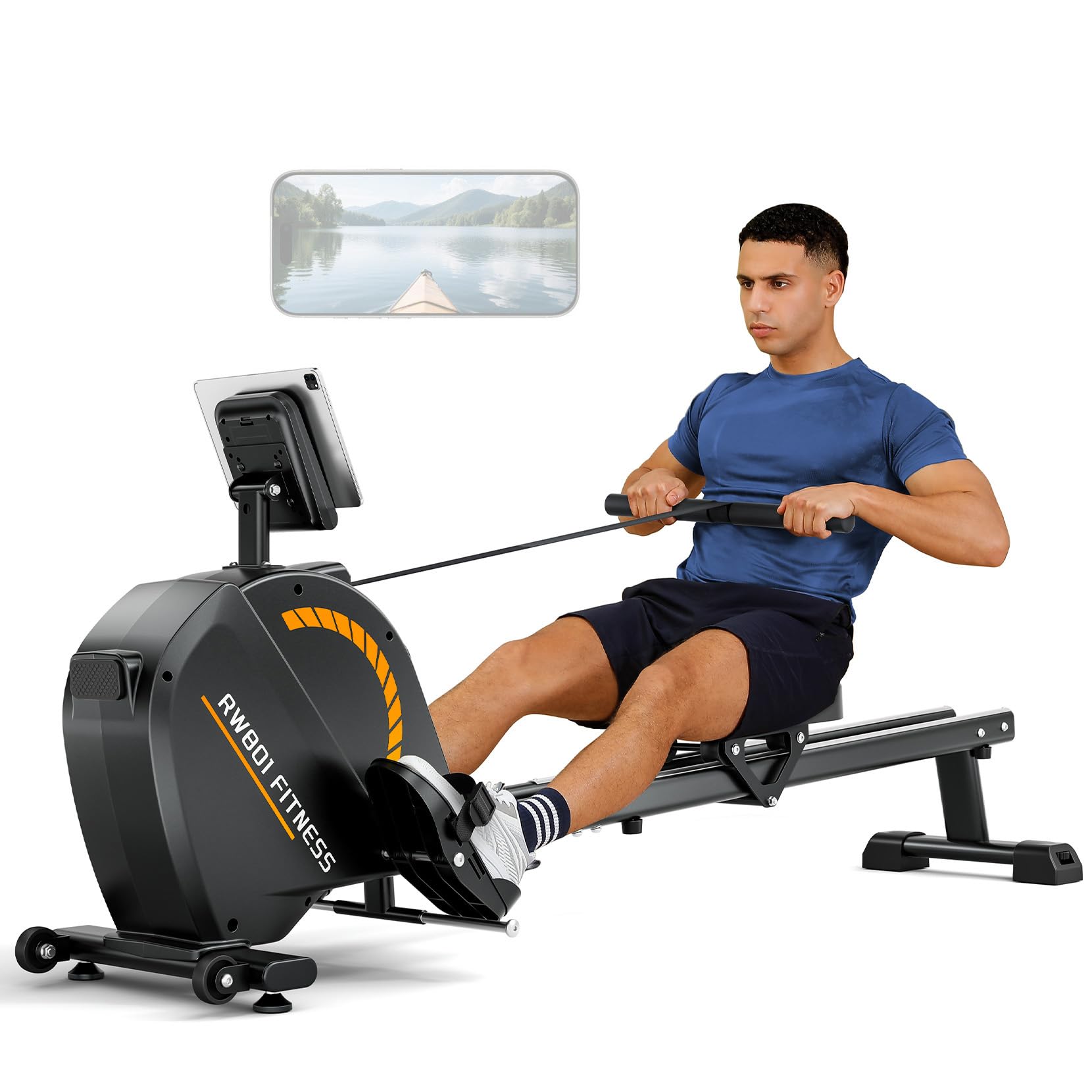 Dripex Rowing Machines for Home Use, Rowing Machine Magnetic Rower, 16 Levels of Workout Resistance, Max 350 LBS, Dual Slide Rail, Bluetooth App Compatible, LCD Monitor, Row Machine for Gym Exercise Image