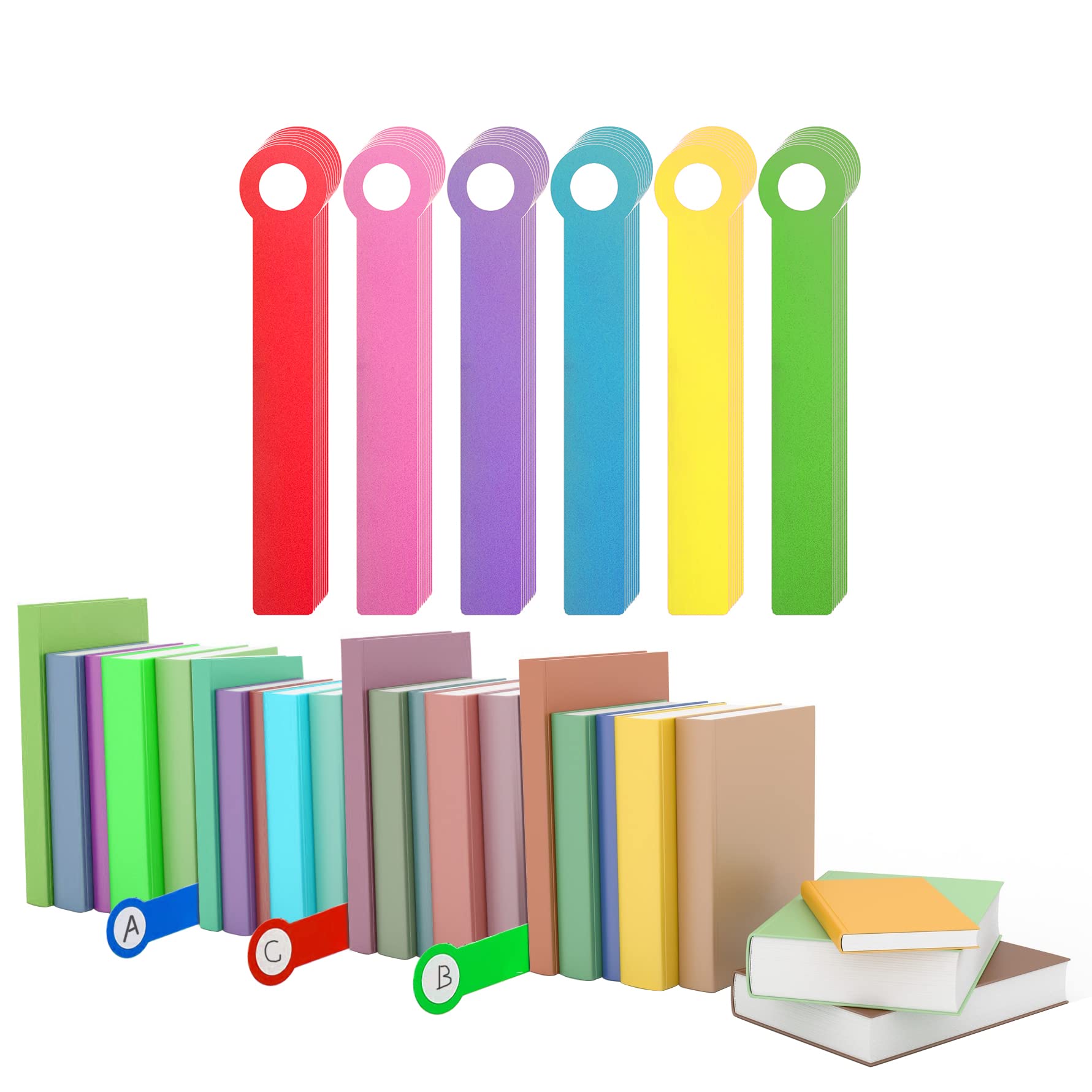 48PCS Library Book Colored Dividers with Stickers Plastic School Book Dividers with Markers Library CD Assorted Dividers