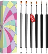 Saviland 6Pcs Nail Art Brushes Double End Dotting Drawing Painting Gel Polish view 1