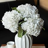 DUYONE 3PCS 22 inch Lifelike Artificial Hydrangea Large Flowers Artificial Flowers Dry Flowers Outdoor Wedding Christmas Office Family Party Living Room Table Decoration (White)