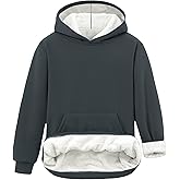 Lovekider 7-16 Years Boys Fleece Hoodies Winter Warmth Hooded Sweatshirt with Kangaroo Pocket