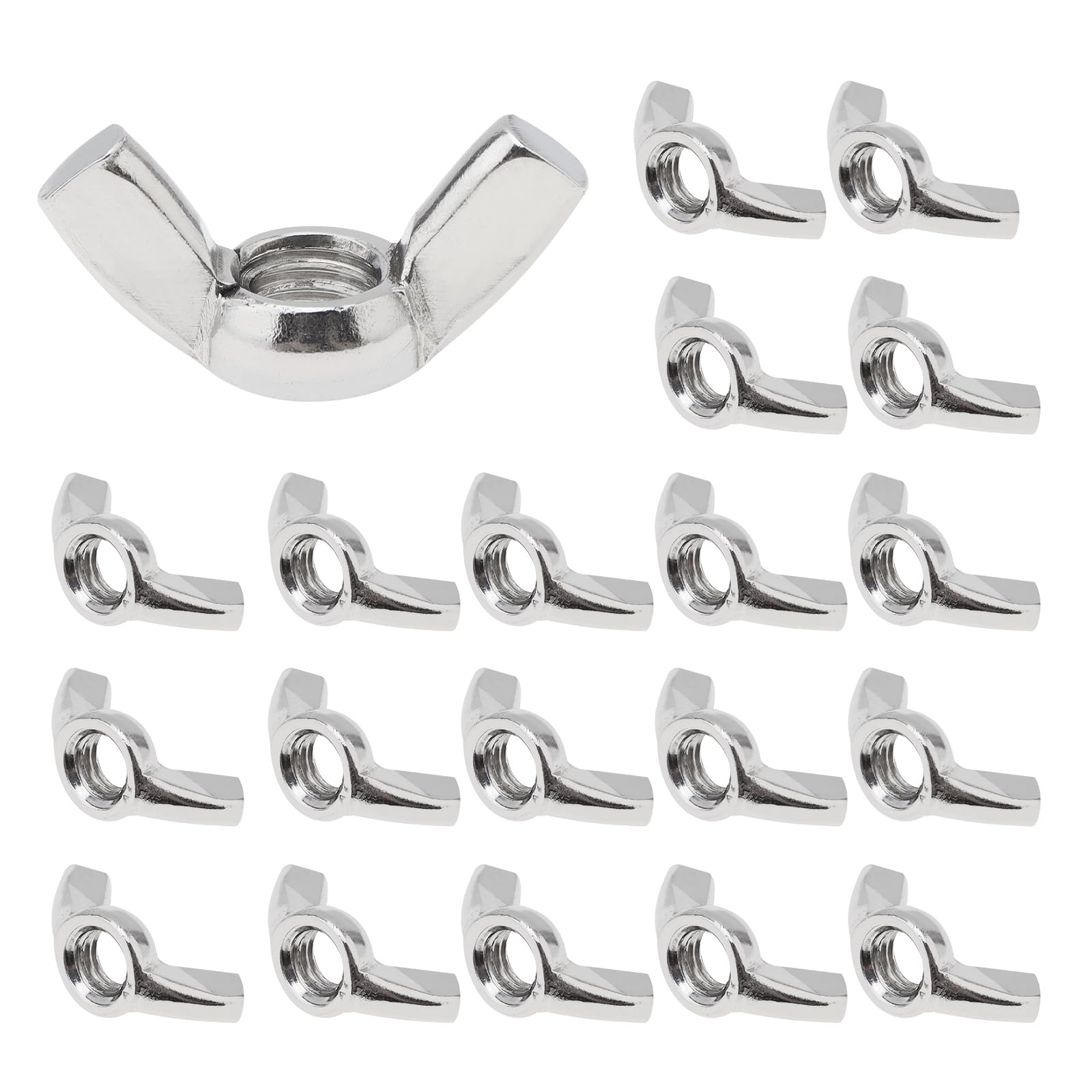 Smgda 20pcs M8 (8mm) Wing Nuts, 304 Stainless Steel Hand Twist Tighten Ear Butterfly Nuts, Heavy Duty Butterfly Wing Nut Screws for Threaded Bolts DIY Tools, Silver (M8)
