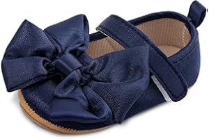 ESTAMICO Baby Girls Princess Shoes Bowknot Soft Sole Mary Jane Flat Non Slip Wedding Dress Shoes for Infant Toddlers