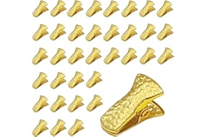 YUCHIYA 35 Pack Mini Metal Alligator Clips for Crafts Non-Slip Silicone-Coated Retro DIY Badge Small Clips (Gold)