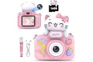 GAVONDE Kids Camera for Age 3-8, Kids Digital Camera Toddler Camera for 9 10 11 12 Years Old Birthday Gifts, 1080P Video Camera with Cute Protective Cover & 16GB SD Card