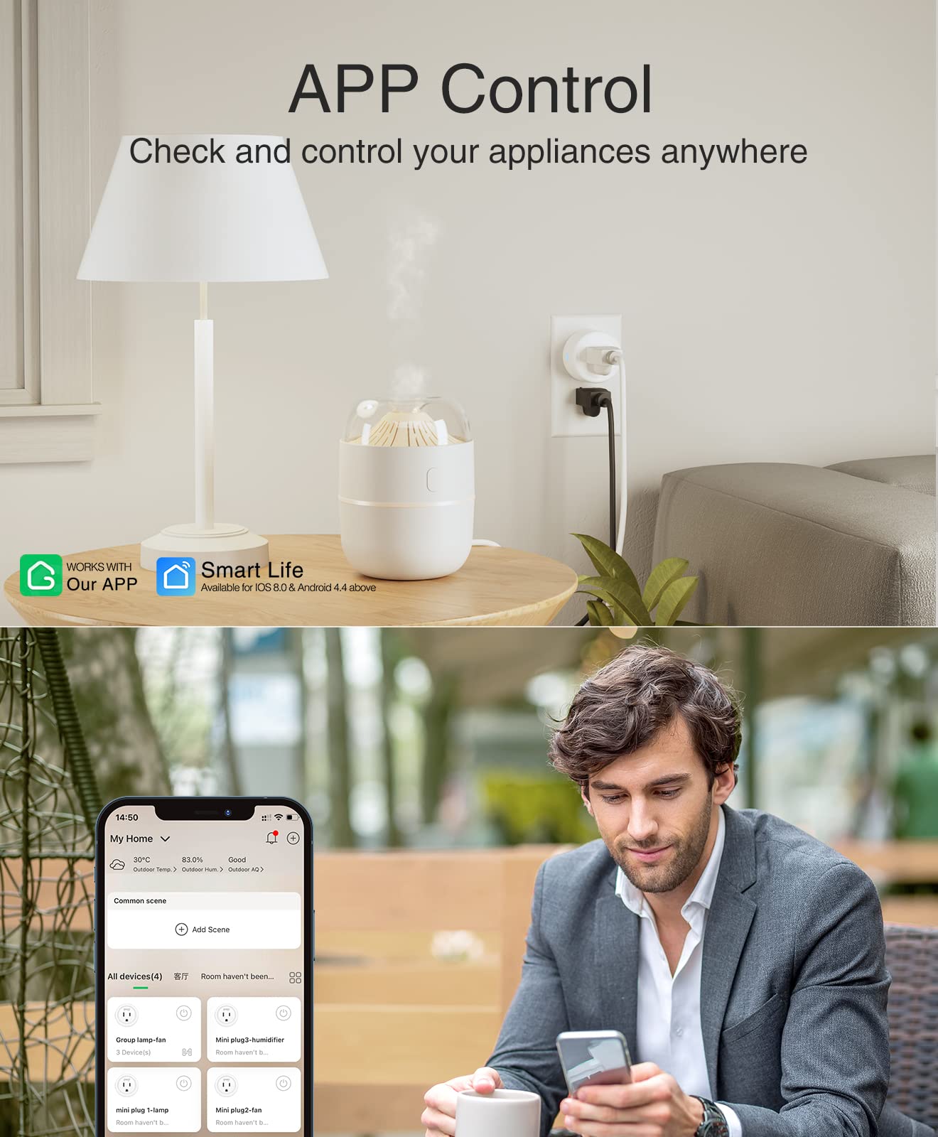 GHome Smart Mini Smart Plug Works with Alexa and Google Home, WiFi Smart Outlet Socket Remote Control Timer Function, Only 2.4GHz Network, No Hub Required, ETL FCC Listed, White - View 3
