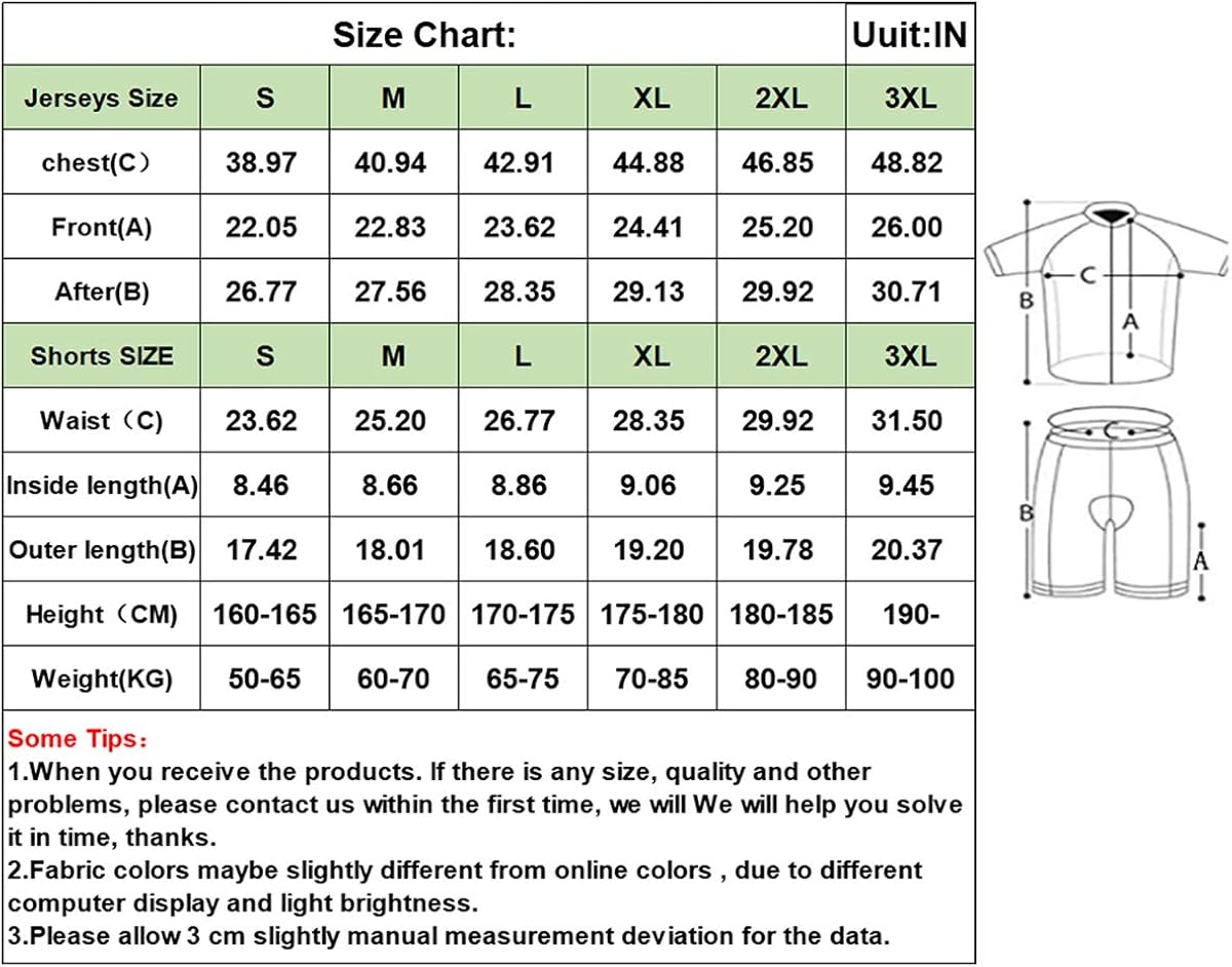 Men's Cycling Jersey Set Short Sleeve MTB Jersey Road Bike Clothing Shirts Shorts with 3D Padded Outdoor Riding Sportswear: Clothing