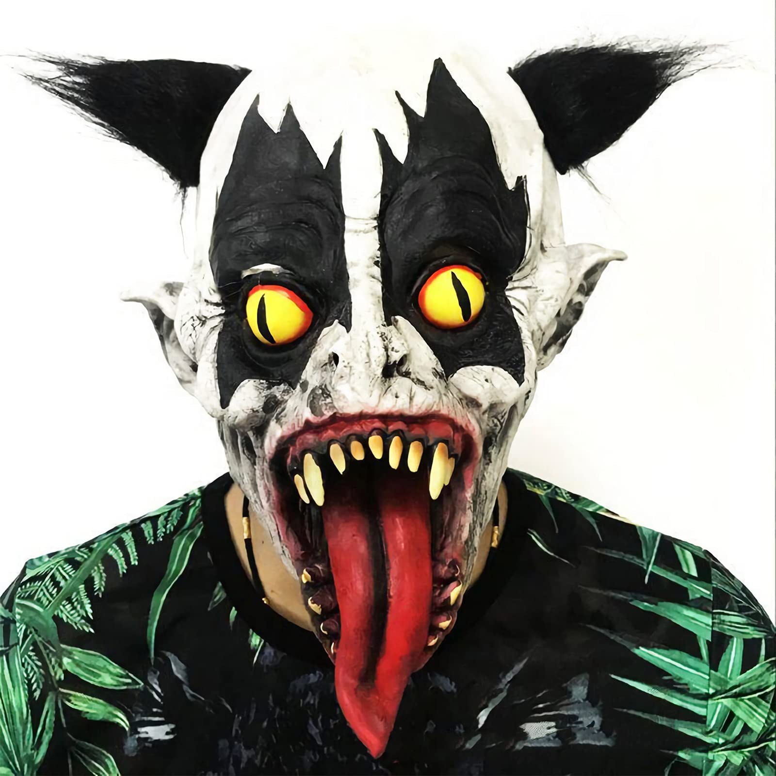 Halloween Head Mask with Hair Halloween Latex Full Mask Horror Masks for Adults Teens Scary Head Mask Novelty Mask Halloween Cosplay Party Costume Props Old Man Mask with Hair for Halloween Party