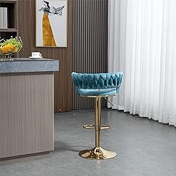 Kakotito 360° Velvet Swivel Bar Stools with Low