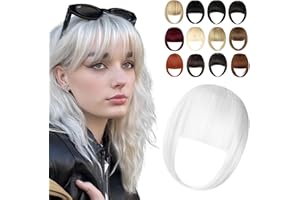 Cephermer Clip in Bangs, Synthetic French Bangs Hair Clip, Silver Grey Fake Bangs Fringe with Temples Hairpieces for Women Natural Curved Bangs Clip in Hair Extensions for Daily Wear
