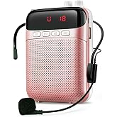 Portable Voice Amplifier for Teachers with Bluetooth, 2400mAh Rechargeable Headset Microphone Amplifier and Waistand,Portable Meagaphone Speaker Mic for Teachers,Tour Guides,Classroom,Yoga(Rose)