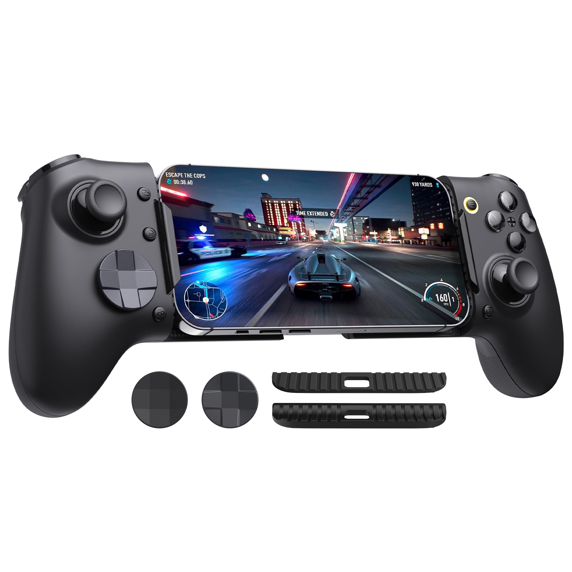 EasySMX M20 Mobile Controller mit USB-C für iPhone, Android-Smartphones und Tablets 8,5", Smartphone Controller mit Hall Effekt-Joystick/Zweistufiger Trigger, Dual Grip Motors-Schwarz