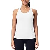 Women's Seamless Racerback Tank Top, Crew Neck Workout Yoga Padded Athletic Shirts