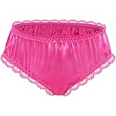 Littleforbig Unisex Hipster Briefs Sissy Lacy Frill Satin Panties Briefs for Crossdressers