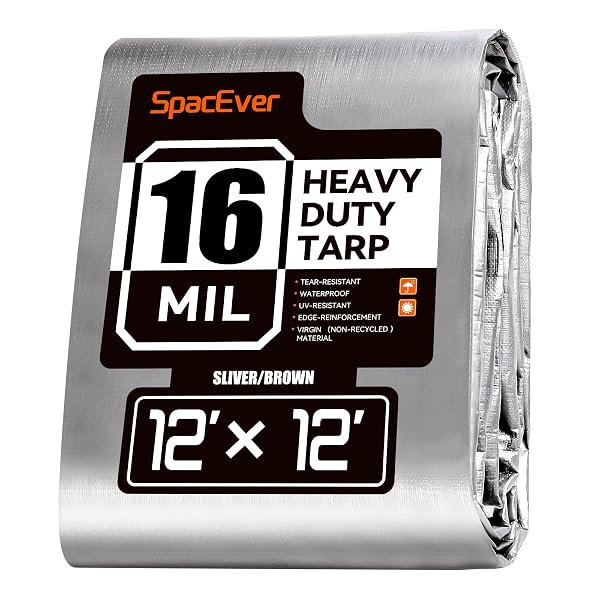SPACEVER 12X12 FT TARP WATERPROOF, 16 MIL TARPS...
