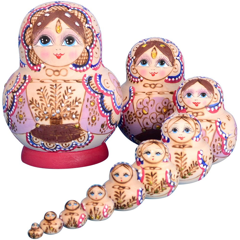 YAKELUS 10pcs Russian Nesting Dolls Matryoshka handmade1075