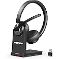 awatrue Wireless Headset, Bluetooth Headset with AI Noise Cancelling Microphone & Charging Base, 2.4GHz Wireless Headphones with USB Dongle for PC/Computer/Laptop/Remote Work/Call Center/Zoom