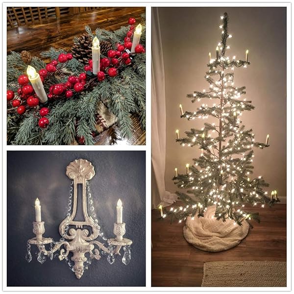 PCHERO WINDOW CANDLES, 10 PACKS WARM WHITE BATTERY OPERATED WATERPROOF LED FLAMELESS TAPER IVORY FLOATING CANDLES WITH REMOTE TIMER AND DIMMABLE, IDEAL FOR HOME INDOOR OUTDOOR CHRISTMAS TREES DECOR