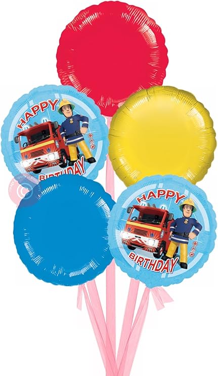 Fireman Sam Joyeux Anniversaire Birthday Gonfle A L Helium Ballon Livre Dans Une Boite Sam Le Pompier Joyeux Anniversaire Big Bouquet 5 Balloons Amazon Fr Cuisine Maison