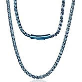 ROWIN&CO Twisted Rope Curb Cuban Chain 6mm Stainless Steel Necklace, Silver/Black/Blue Chain for Men Women Choker Jewelry Miami Link Hip hop Gifts 16"-30"