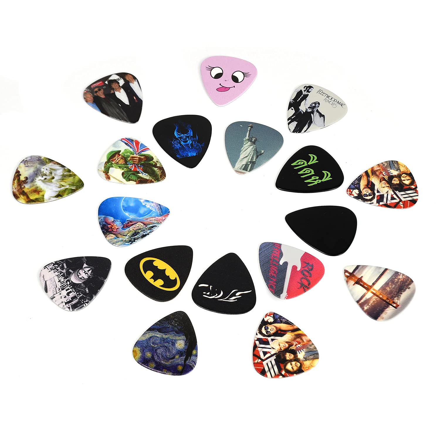 Alnicov 200 Pcs Classic Style Guitar Cool Picks Plectrums Pick Holder for Acoustic Bass Electric Guitarpicks(Random Style)