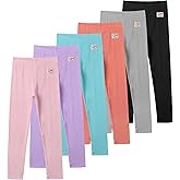 Chicduo 6 Pack Girls Leggings Multipack Girls Soft Comfortable Leggings Kids Basic Full Length Stretchy Pants