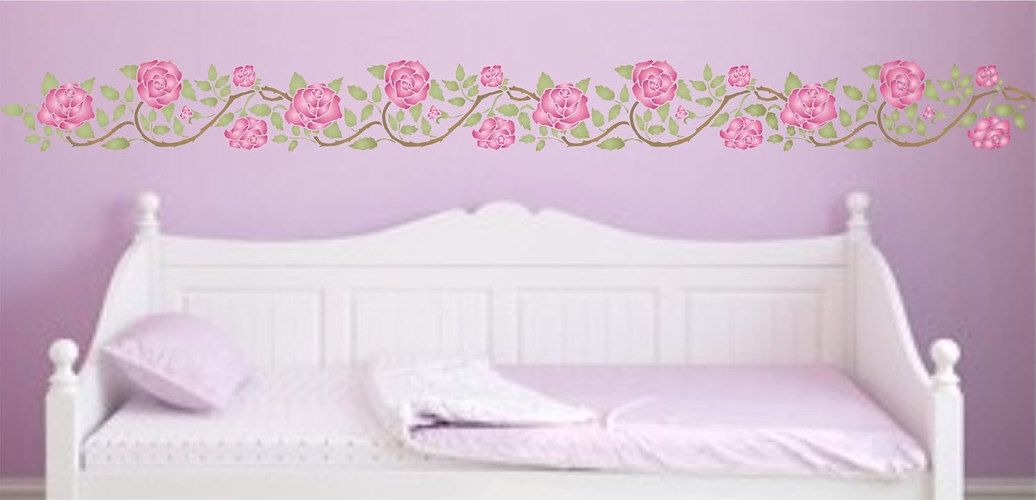 Rose Border Stencil - 37 x 11.5cm - Reusable Flower Border Wall Stencil Template - Image 3