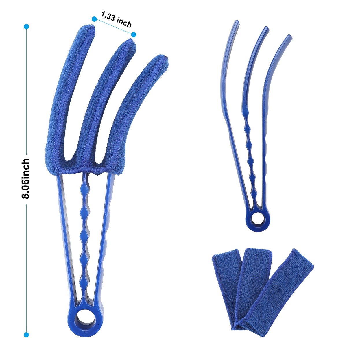 3 x Blinds Cleaner Window Duster Removable,Washable Microfibre Fabric Cleaning Cloth With 3 Extra Microfiber Sleeves for Window Blinds Air Conditioner