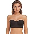 Lusait Strapless Bra for Women Non-Slip Silicone Padded Bandeau Bra Wireless Tube Top Bralette