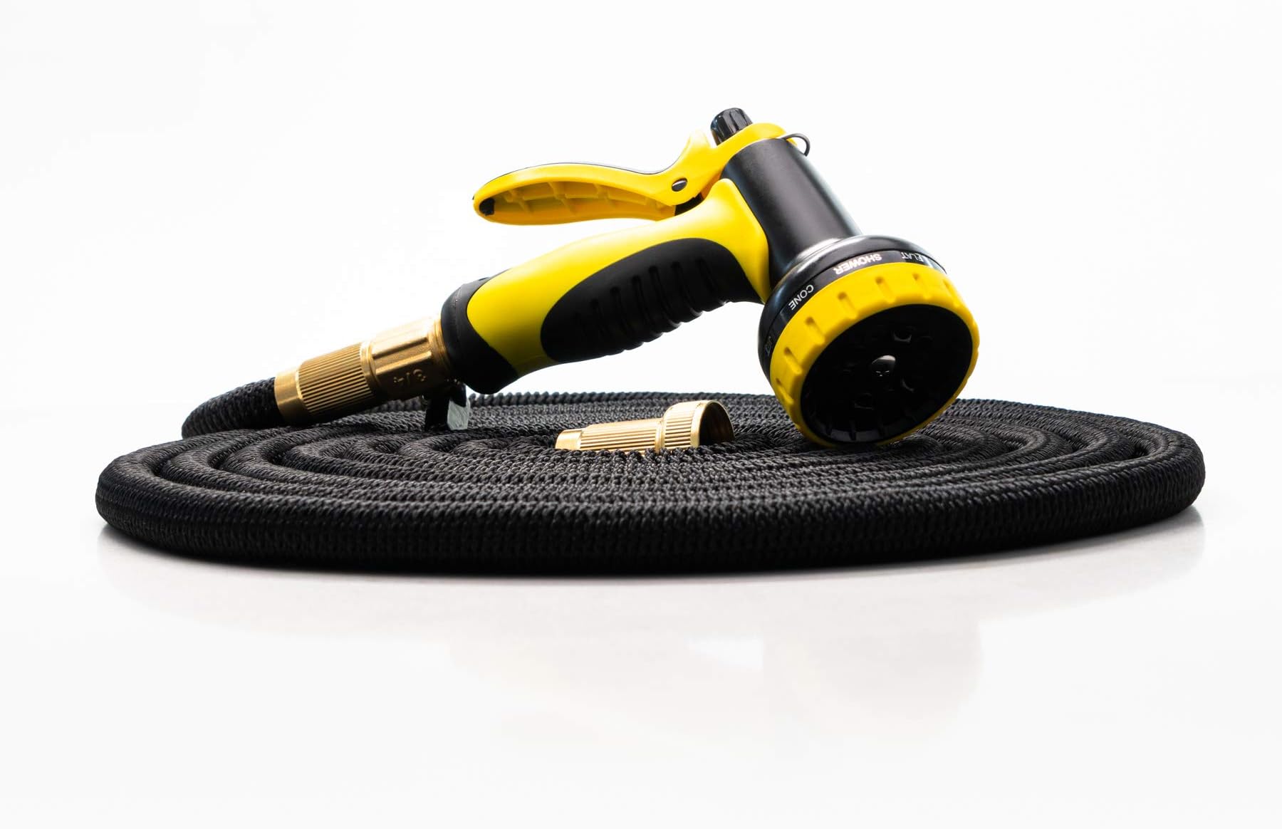 Handsome 50ft Expandable Garden Hose Water Hose with Solid Brass Fittings & 10 Function Spray Nozzle, Durable Anti-Fatigue Nylon