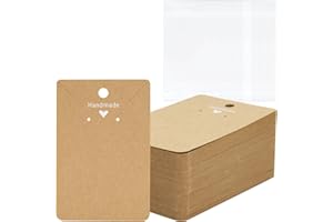 Joycraft Jewelry Display Cards With Bags - 100pcs Brown Earring Set for Small Business, Necklace Hanging Cards for Selling, C