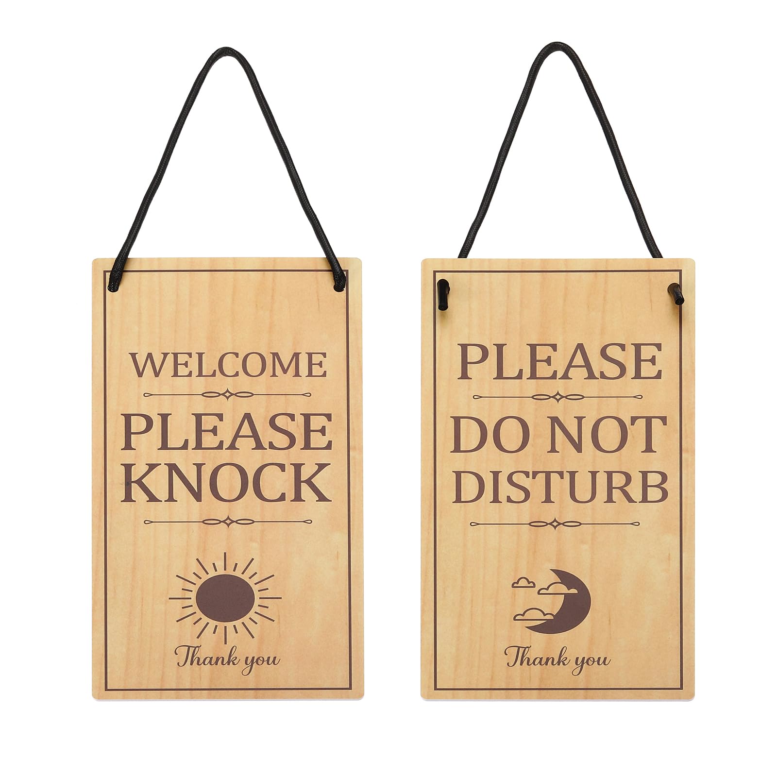 PATIKIL Please Do Not Disturb Door Hanger Sign, PVC Double Sided Welcome Please Knock Door Sign Decor for Office, Meeting, Session, Home, Recording, Yellow, 10" x 5"