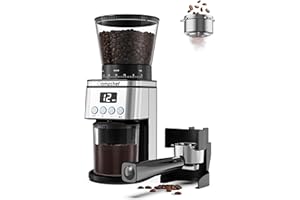 AMZCHEF Coffee Grinder Electric - Espresso Grinder with 30 Grind Settings for 1-12 Cups or up to 40 secs, Anti-Static Conical