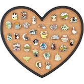 BENECREAT Pin Board Heart Cork Board Bulletin Display Board, 0.6inch Thick Wall Mounted Cork Board for Brooch Pin Storage, Office Home Festival Halloween Christmas Decor, 11.8x10.2inch