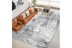 Blivonta 8x10 Area Rugs-Non Slip Large Washable Rug for Living Room,Boho Vintage Carpet Indoor Dining Room Bedroom Rug(Grey)