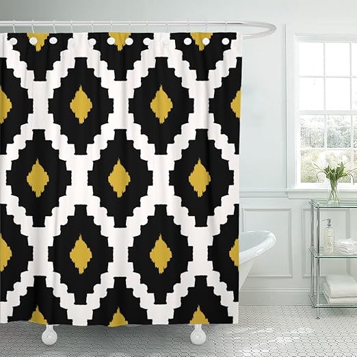 Amazon Com Emvency Shower Curtain Chevron Tribal Pattern In Black
