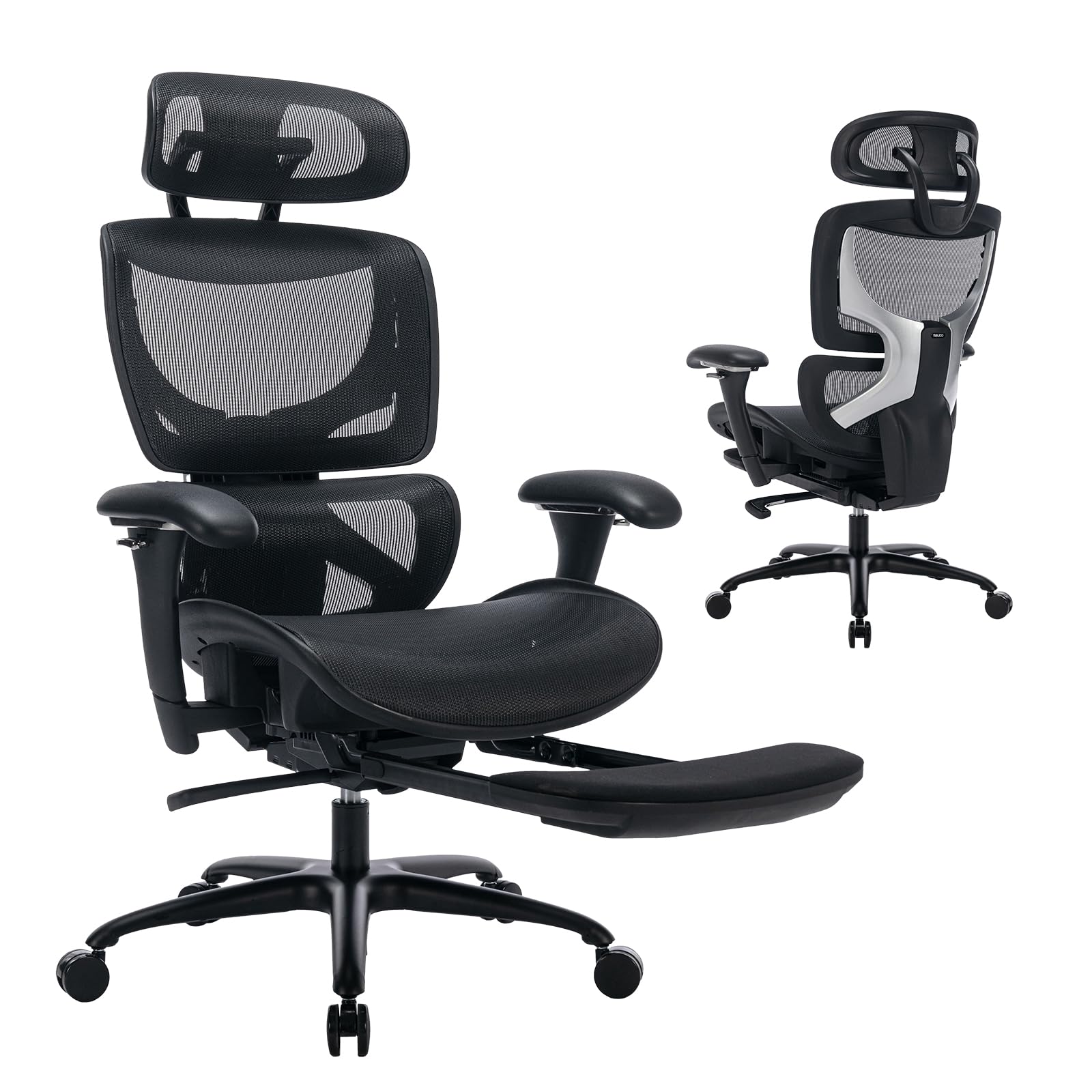 Photo 1 of ***MINOR SCUFFS AND SCRATCHES ***COLAMY Ergonomic Mesh Office Chair with Footrest, Executive High Back Computer Desk Chair with Wide Headrest and Adjustable 3D Arms, Backrest Height, Tilt Lock and Lumbar Support, Black