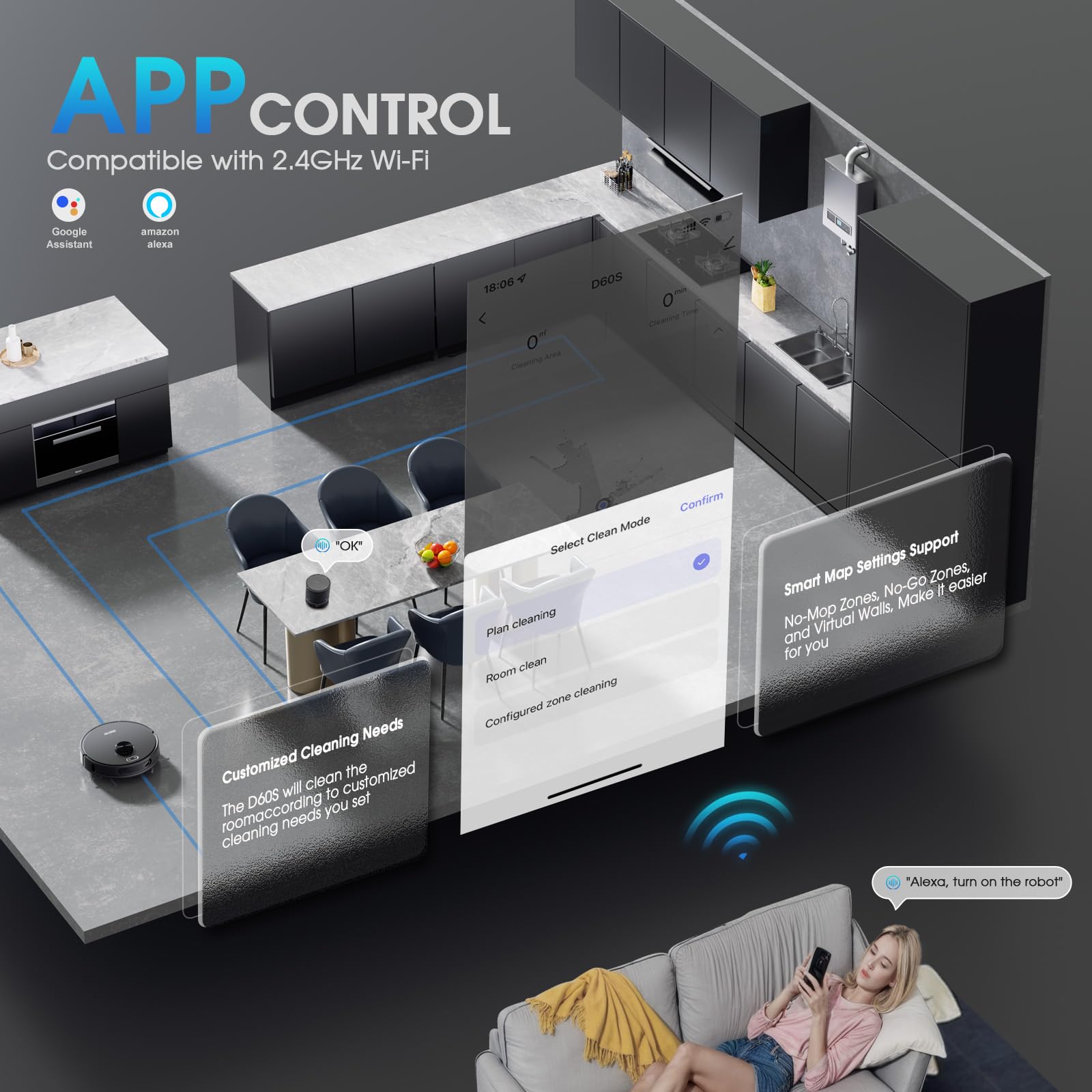 Robot Vacuum and Mop, 3-in-1 Robotic Vacuums Cleaner with LiDAR Navigation Smart Mapping & Max Strong 4000Pa Suction, WiFi/App/Alexa Voice Control, Obstacle Avoidance, for Pet Hair, Carpets and more - Image 7