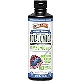 Barlean's Vegan Omega 3 6 9 Flaxseed, Borage and Algae Oil Liquid Supplement, Pomegranate Blueberry, 3,980 mg GLA, EPA and DHA Fatty Acid, Vegan, 16 oz