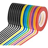 cridoz 15 Rolls Thin 1/8 Inch (3mm) Whiteboard Tape, Low-Tack Paper Pinstripe Art Grid Lines Tape for Dry Erase Boards, Crafts &amp; Delicate Surfaces - Assorted Colors