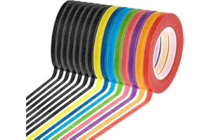 Cridoz 15 Rolls 1/8 Whiteboard Thin Tape Pinstripe Art Tape Dry Erase Board Grid Tape Lines Pinstriping Electrical Marking Ta