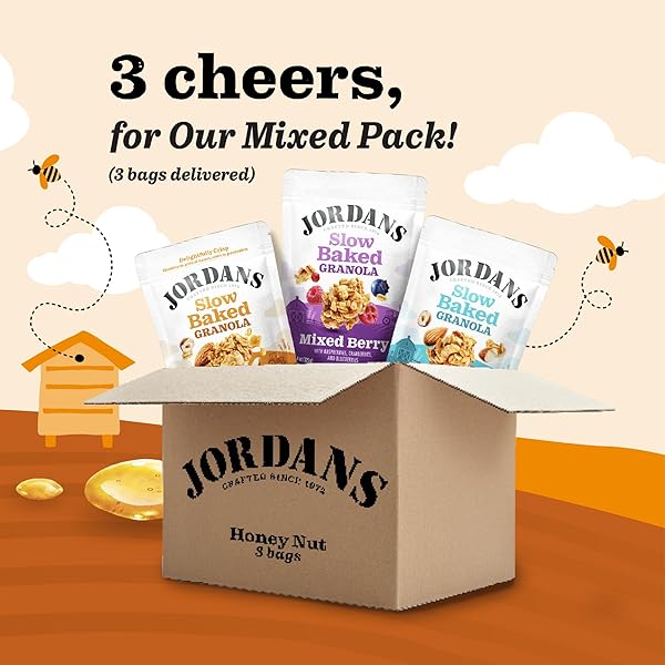 JORDANS SLOW BAKED GRANOLA | VARIETY PACK | MIXED BERRY, HONEY NUT, FOUR NUT | NO ARTIFICIAL FLAVORS, COLORS, OR PRESERVATIVES | BETTER FOR YOU SNACKS FOR ADULTS & KIDS | 11.4 OZ (3 PACK)