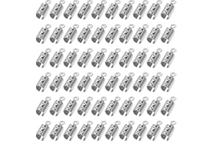 OUBAKA 200pcs Fold Over Cord Ends Crimp End Tips Stainless Steel Cord Crimp End Tips Leather Ribbon Ending Clasp Tips Jewelry Connector for Bracelets Leather Jewelry Making(White K