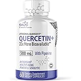 Nature's Fusions Nutri Liposomal Quercetin Phytosome with Piperine - Patented 20x More Bioavailable Than Quercetin Supplements - Supports Immune/Cardiovascular Health - 60 Quercetin 500mg Capsules